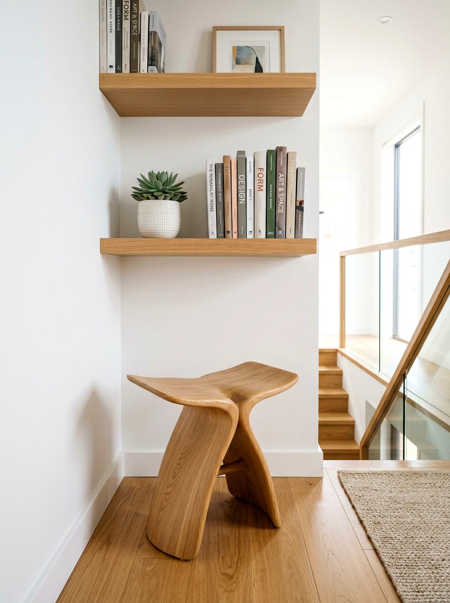 Minimalist Stool Landing - 30 landing reading nook ideas