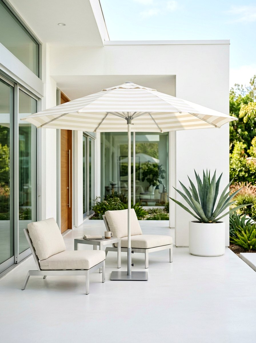 Minimalist Striped Umbrella - 30 striped porch umbrella ideas