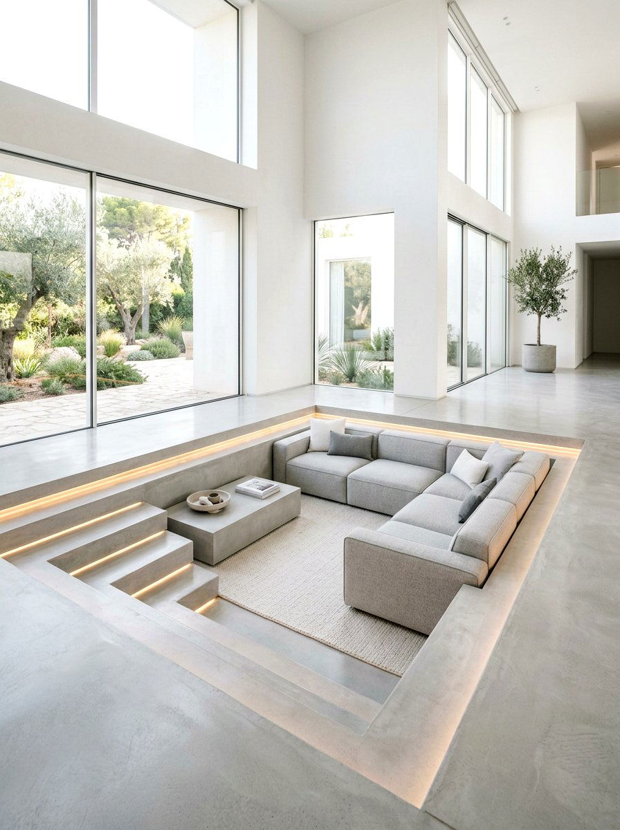Minimalist Sunken Lounge Area - 30 sunken living room ideas