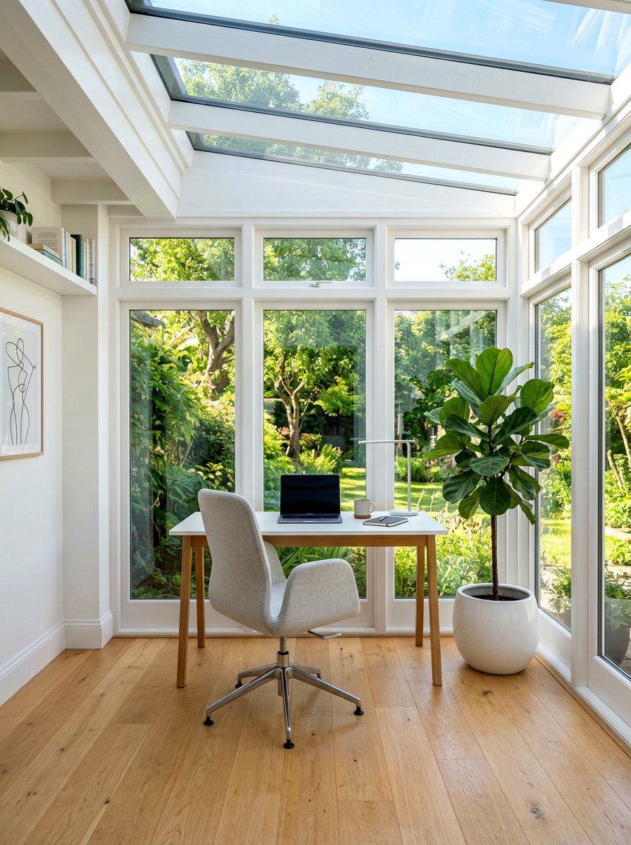 Minimalist Sunroom Office - 30 sunroom office ideas