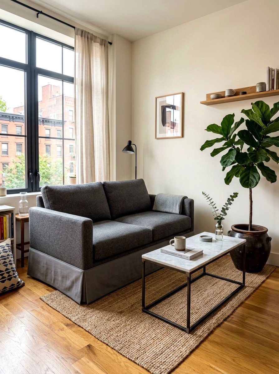 Minimalist Tailored Loveseat - 30 tailored skirted furniture ideas
