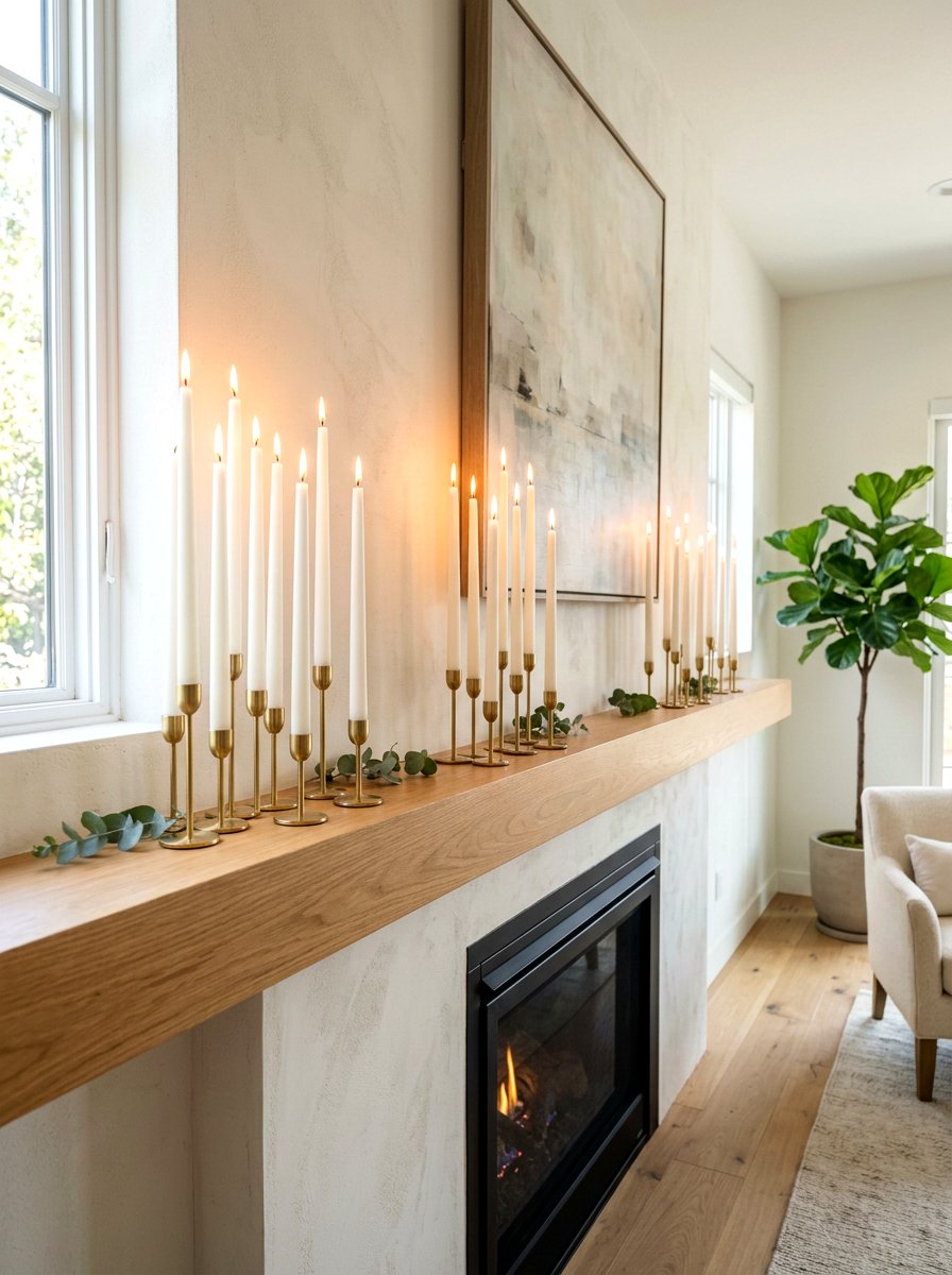 Minimalist Taper Candle Display - 30 fall mantel layering ideas