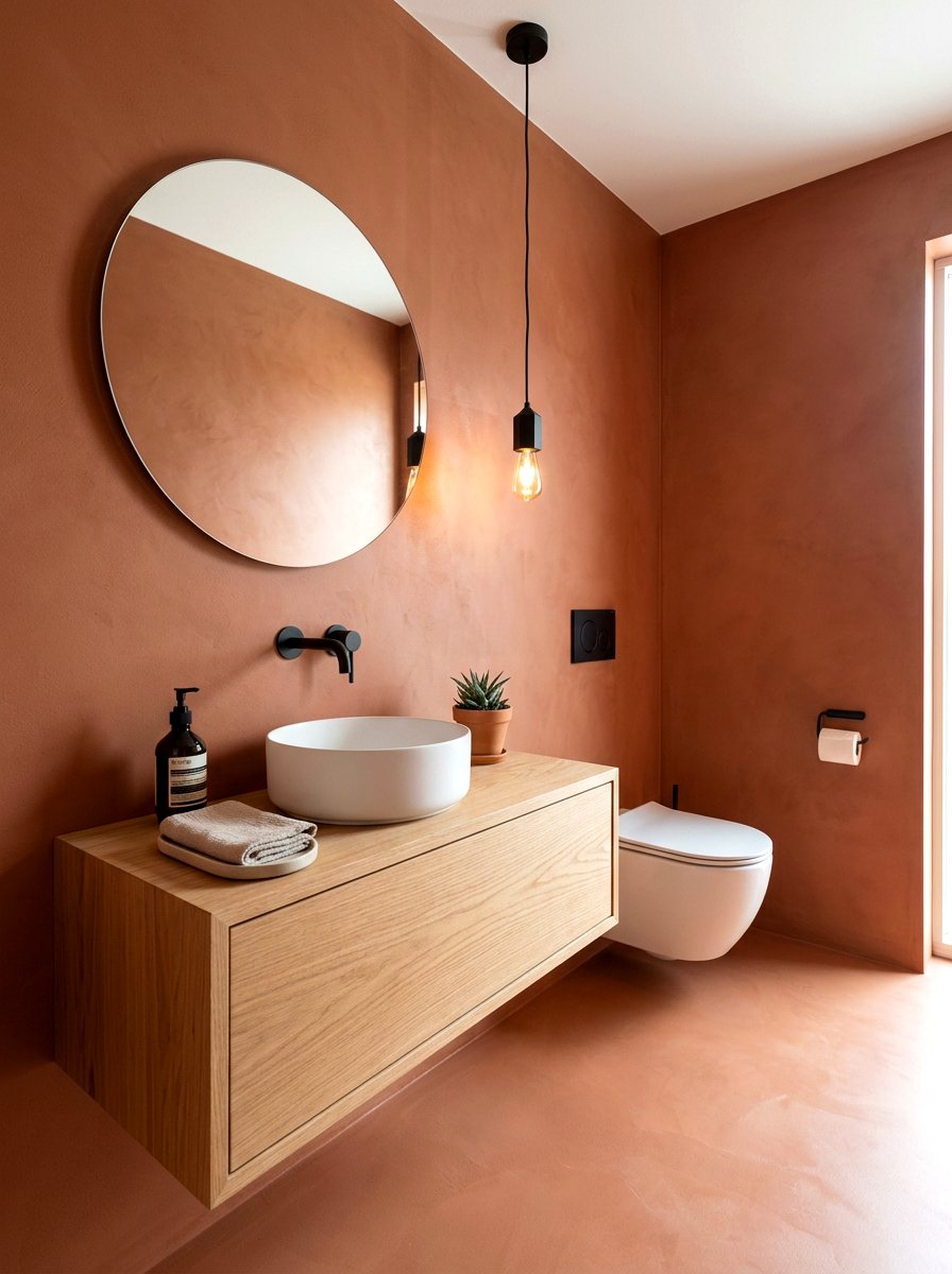 Minimalist Terracotta Powder Room - 30 terracotta powder room ideas