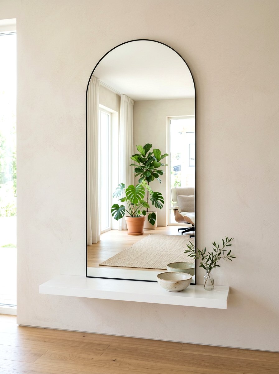 Minimalist Thin Frame Arched Mirror - 30 arched foyer mirror ideas