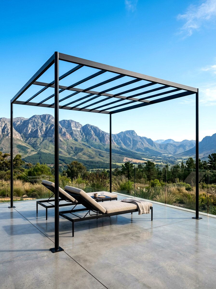 Minimalist Thin Frame Pergola - 30 metal pergola ideas