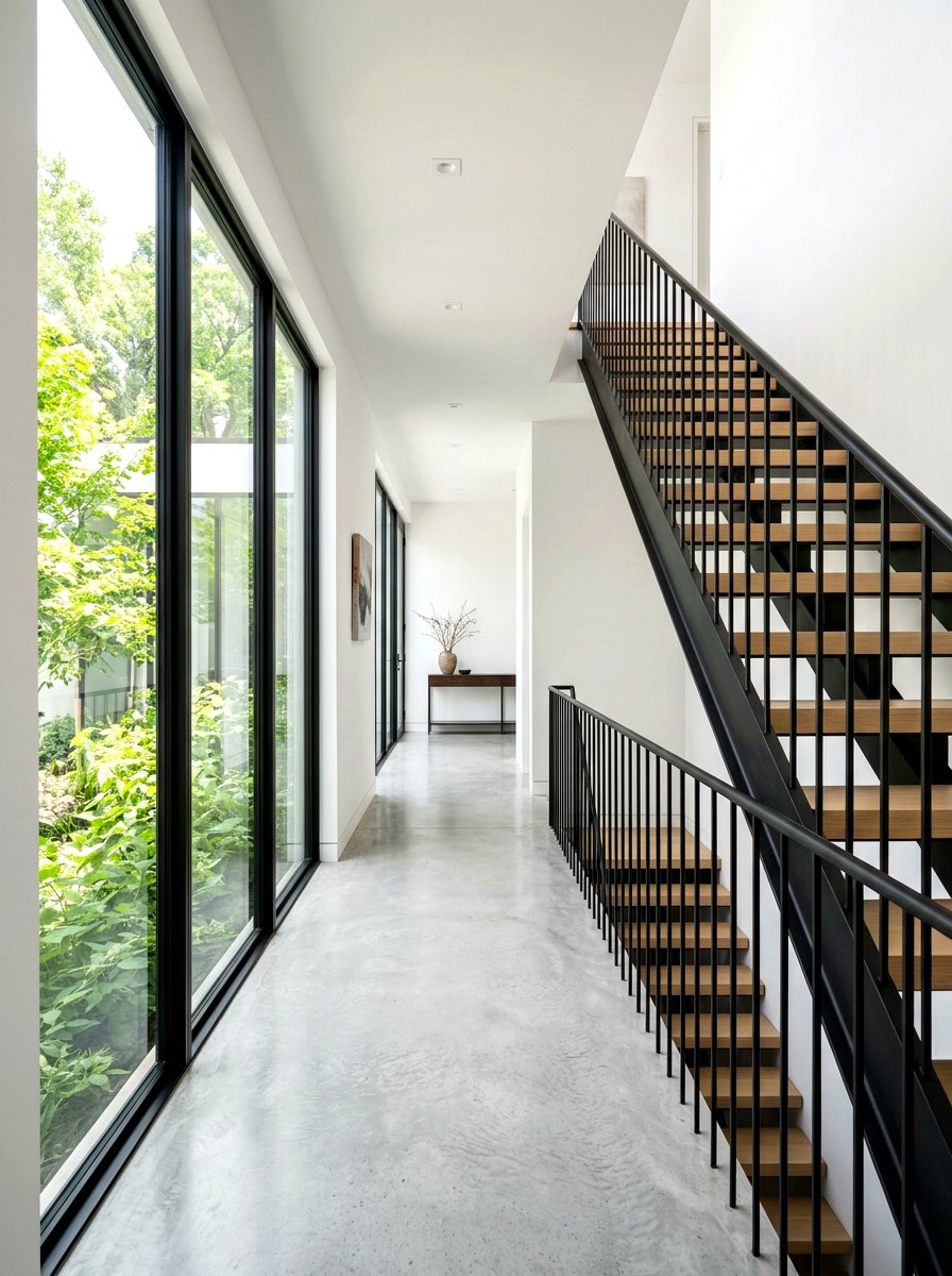 Minimalist Thin Steel Railing - 30 banister makeover ideas