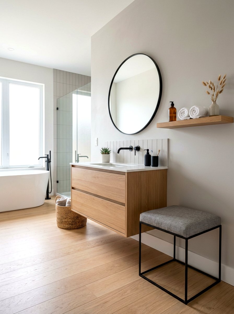 Minimalist Vanity Stool - 30 vanity stool bathroom ideas