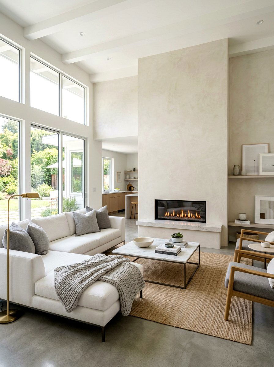 Minimalist Venetian Plaster Fireplace - 30 plaster fireplace ideas