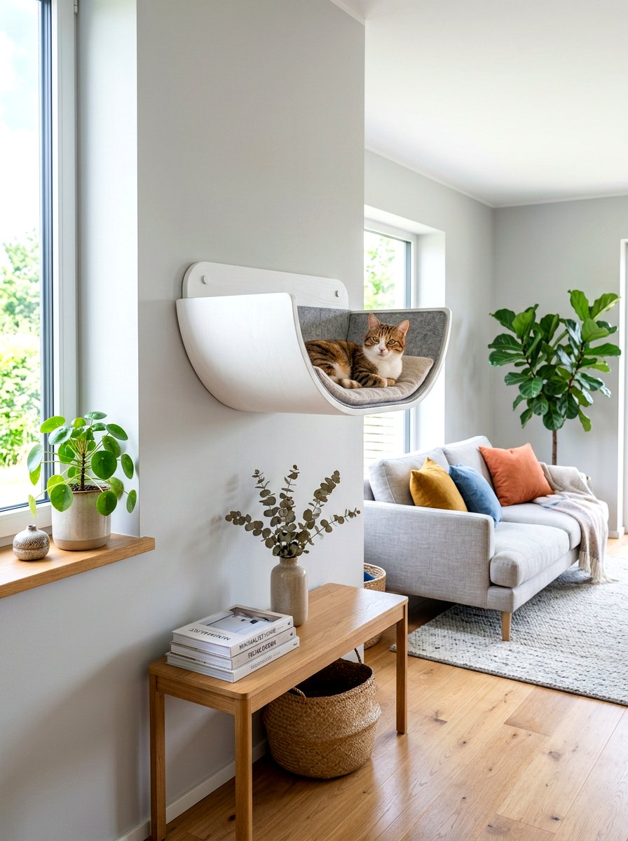Minimalist Wall Mounted Cat Bed - 30 pet bed nook ideas