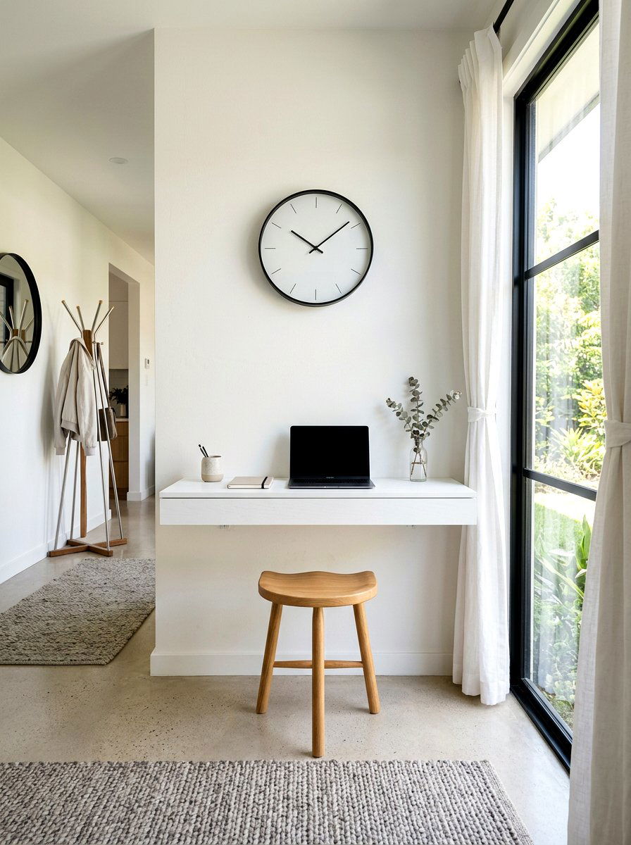 Minimalist Wall Mounted Desk - 30 small entry storage ideas