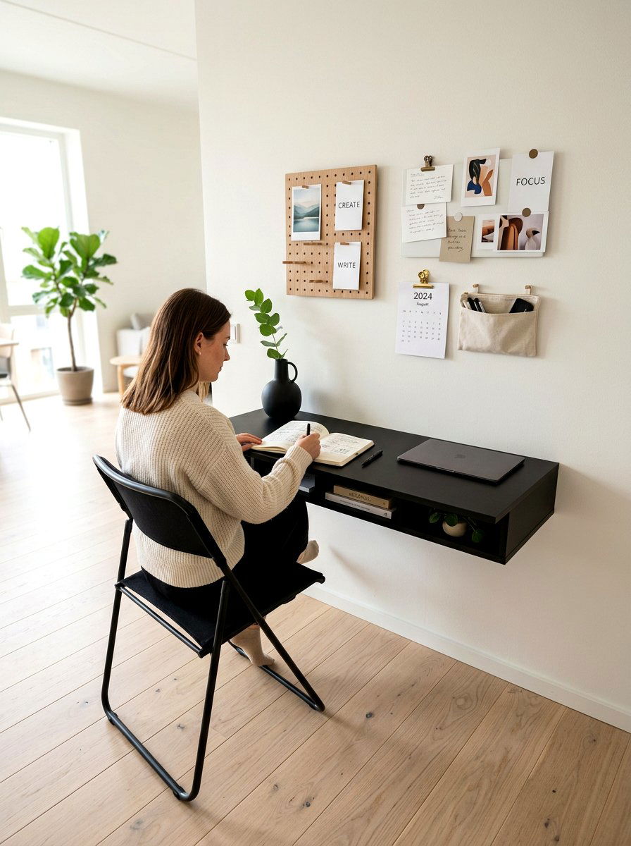 Minimalist Wall Mounted Desk - 30 journaling nook ideas