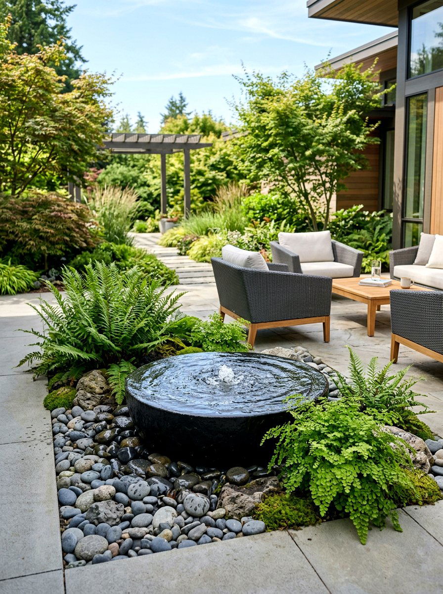 Minimalist Water Feature - 30 California casual patio ideas