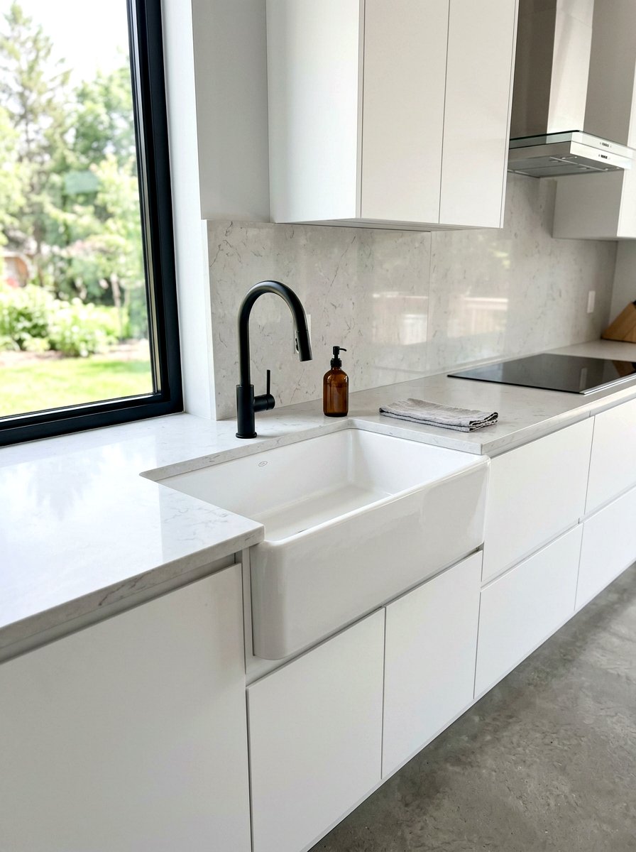 Minimalist White Apron Sink - 30 apron sink kitchen ideas