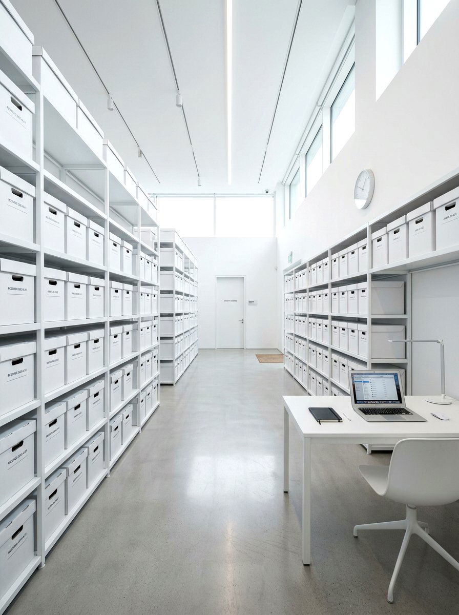 Minimalist White Archive Room - 30 archive room office ideas