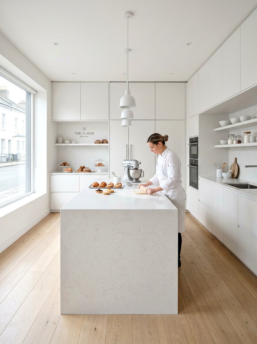 Minimalist White Bakery Kitchen - 30 vintage bakery kitchen ideas