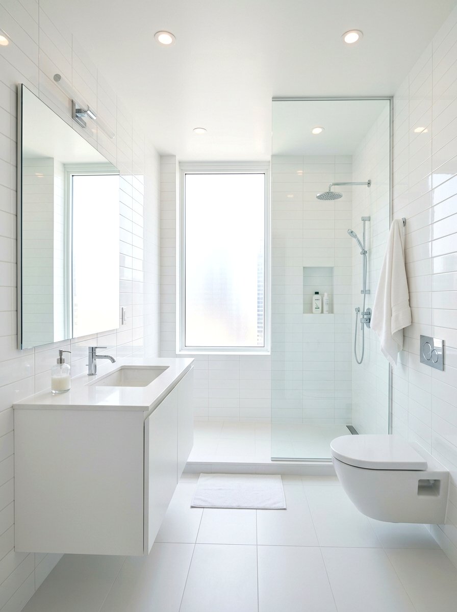Minimalist White Bathroom - 30 condo bathroom ideas
