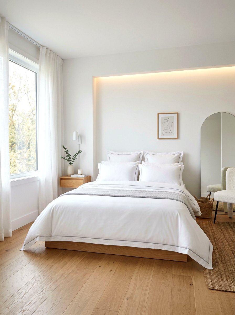 Minimalist White Bedding With Thin Piping - 30 piped bedding bedroom ideas