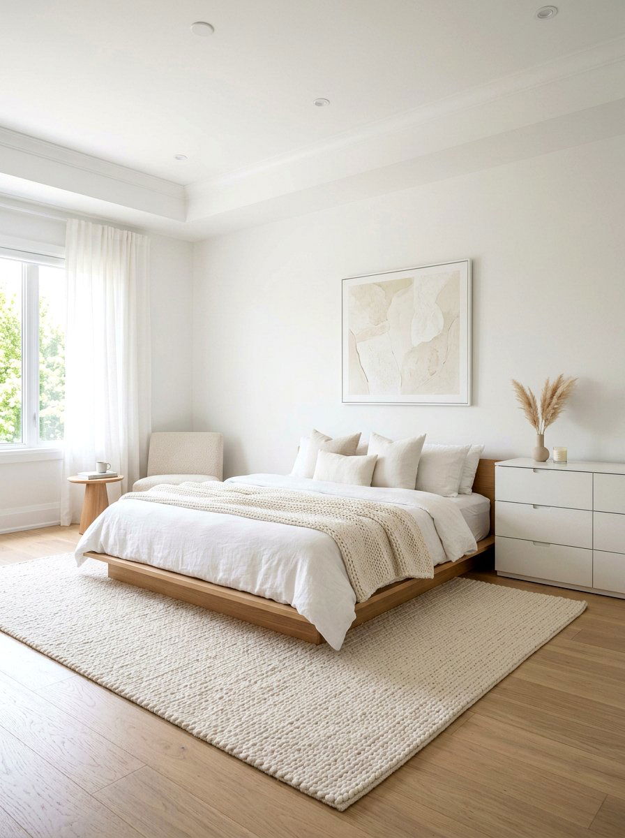 Minimalist White Bedroom - 30 low stimulation bedroom ideas