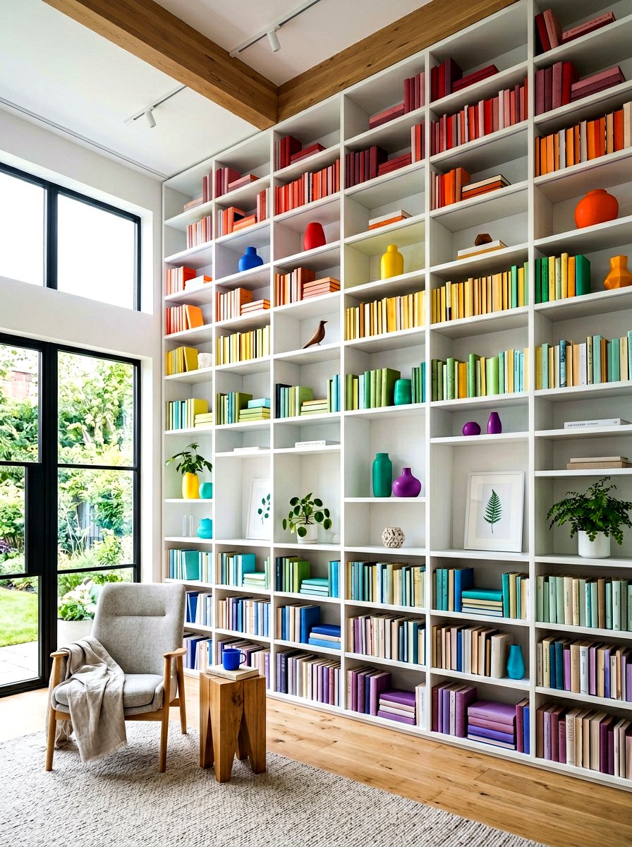 Minimalist White Bookshelf - 30 home library wall ideas