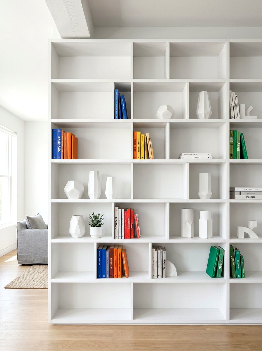 Minimalist White Bookshelf - 30 bookshelf wall ideas