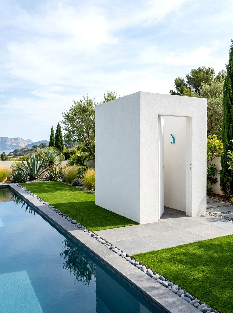 Minimalist White Box - 30 outdoor changing room ideas