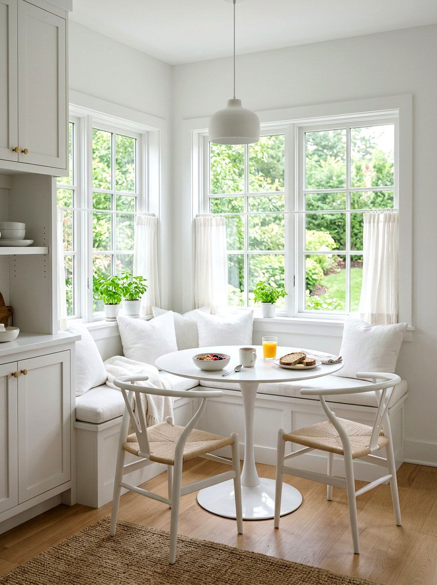 Minimalist White Breakfast Nook - 30 built in breakfast station ideas