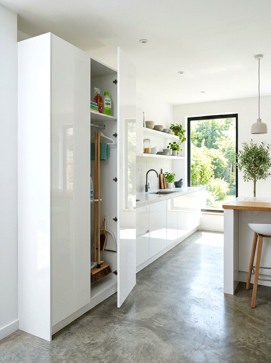 Minimalist White Broom Cabinet - 30 tall broom cabinet ideas
