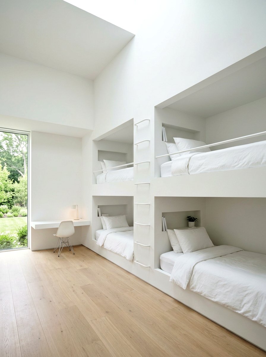Minimalist White Built In Bunk Beds - 30 built in bunk room ideas