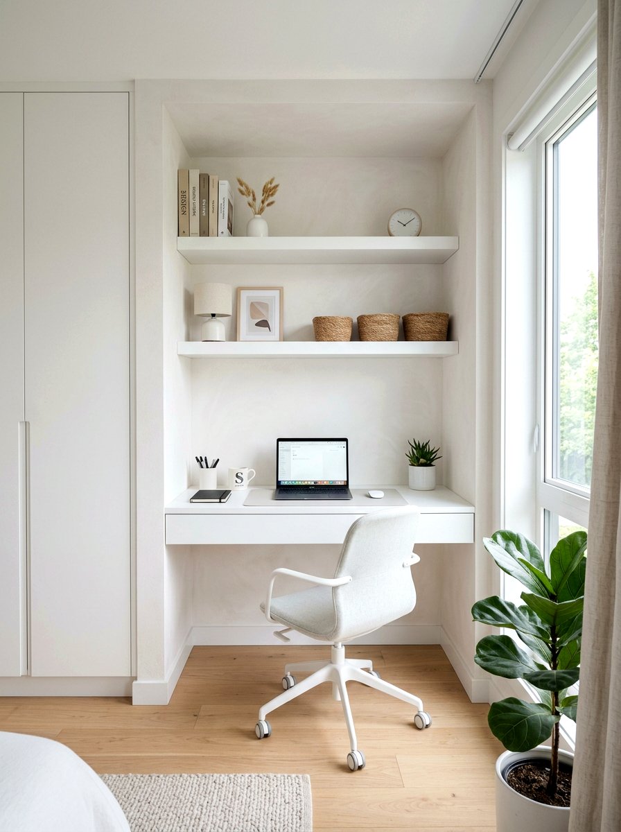 Minimalist White Cloffice - 30 cloffice apartment ideas