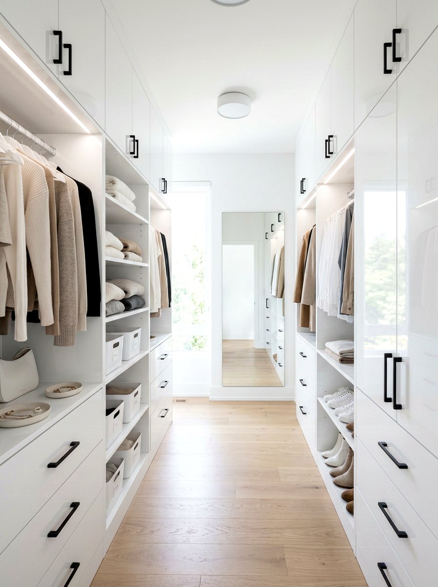 Minimalist White Closet Design - 30 organizing a walk in closet ideas