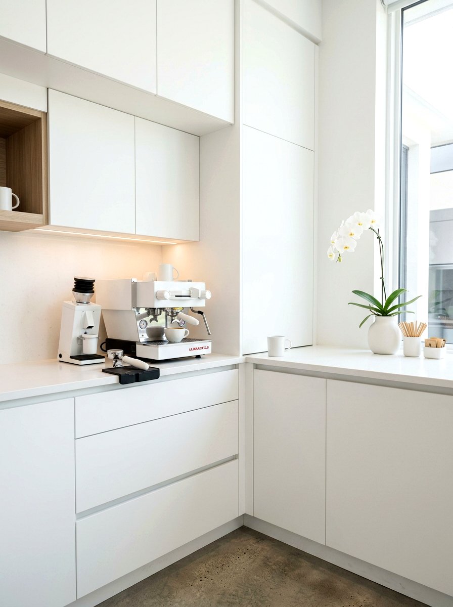 Minimalist White Coffee Corner - 30 coffeehouse kitchen corner ideas