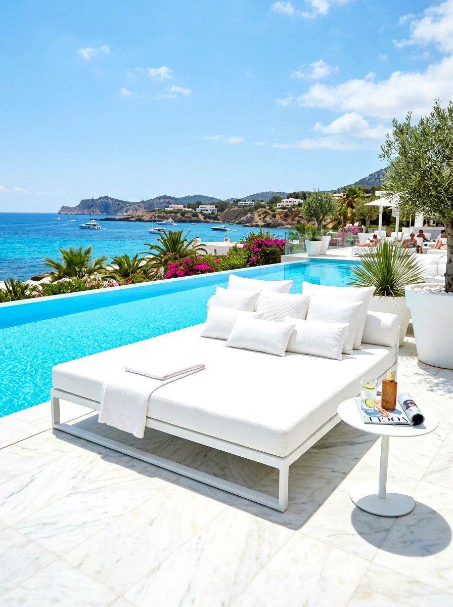 Minimalist White Daybed - 30 poolside daybed ideas