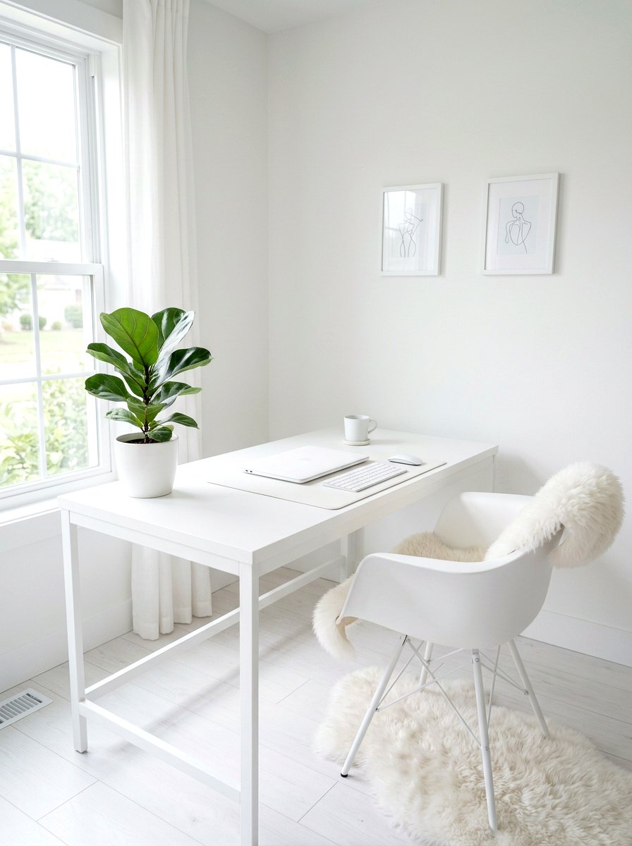 Minimalist White Desk - 30 study hall nook ideas