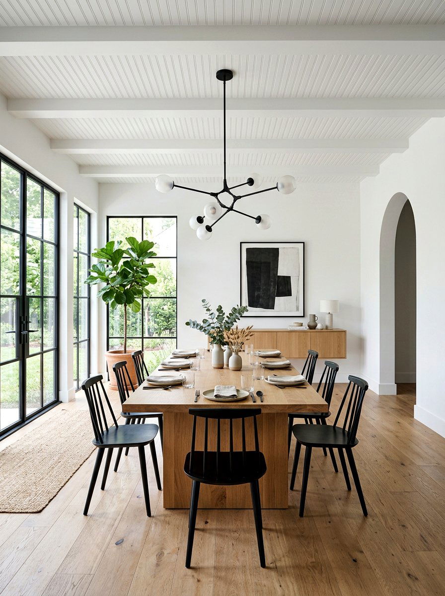 Minimalist White Dining Beadboard - 30 beadboard ceiling ideas