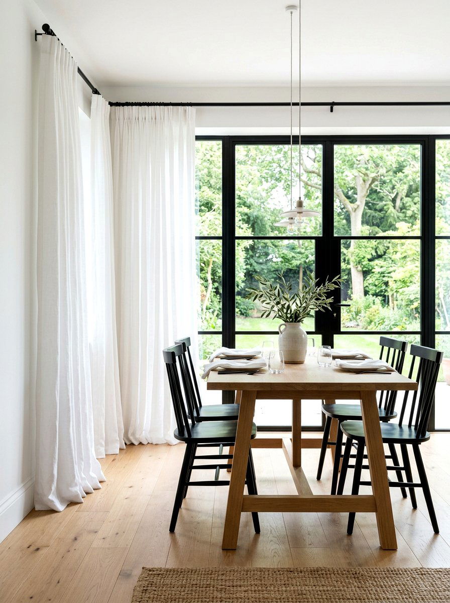 Minimalist White Dining Room Curtains - 30 dining room draped curtains ideas