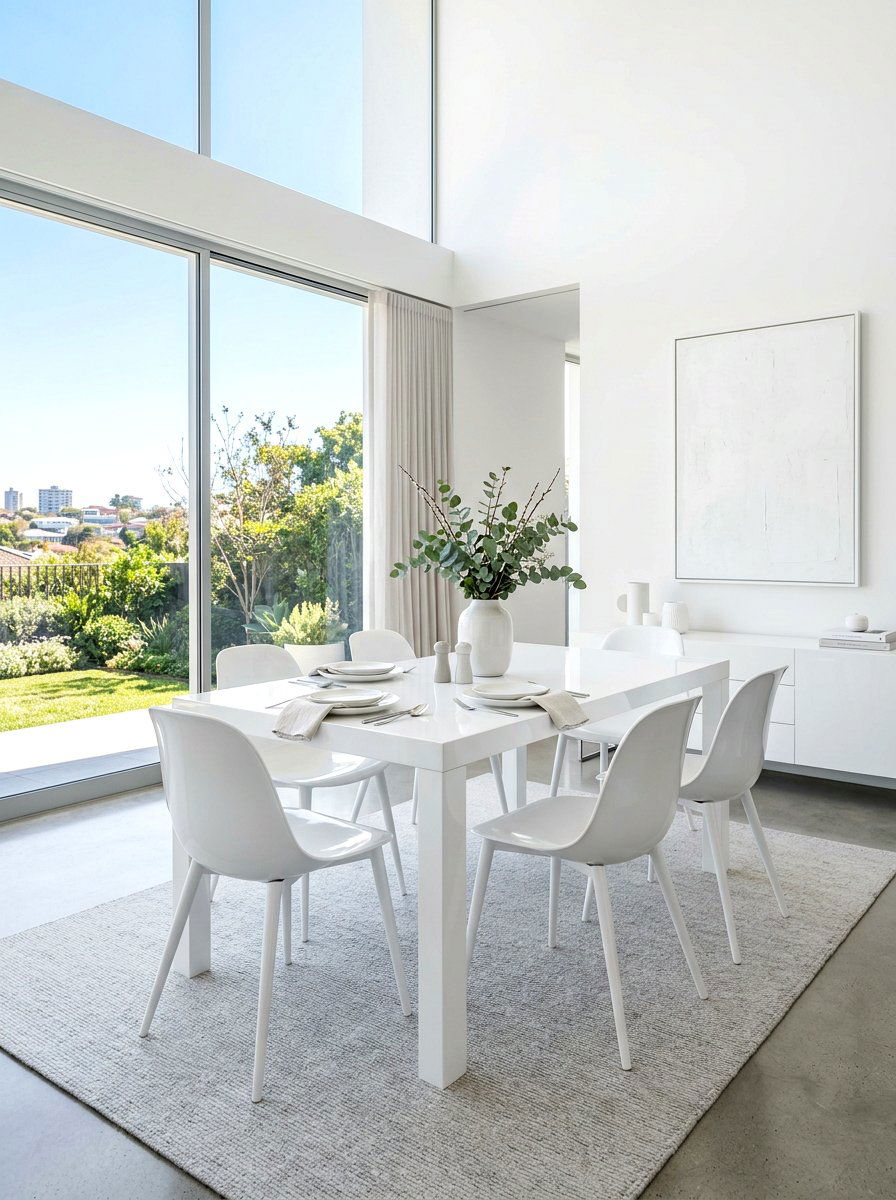 Minimalist White Dining Set - 30 compact apartment dining ideas