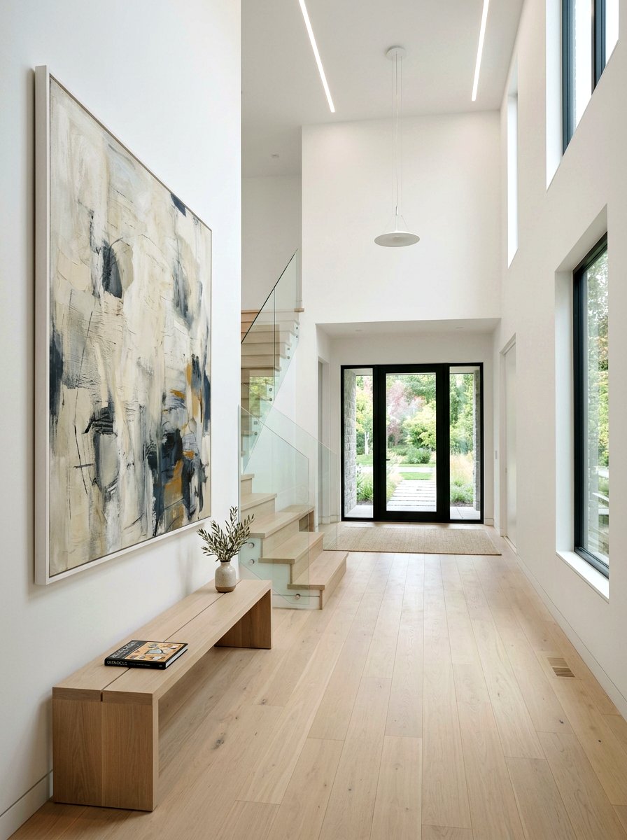 Minimalist White Entrance Hall - 30 double height foyer ideas