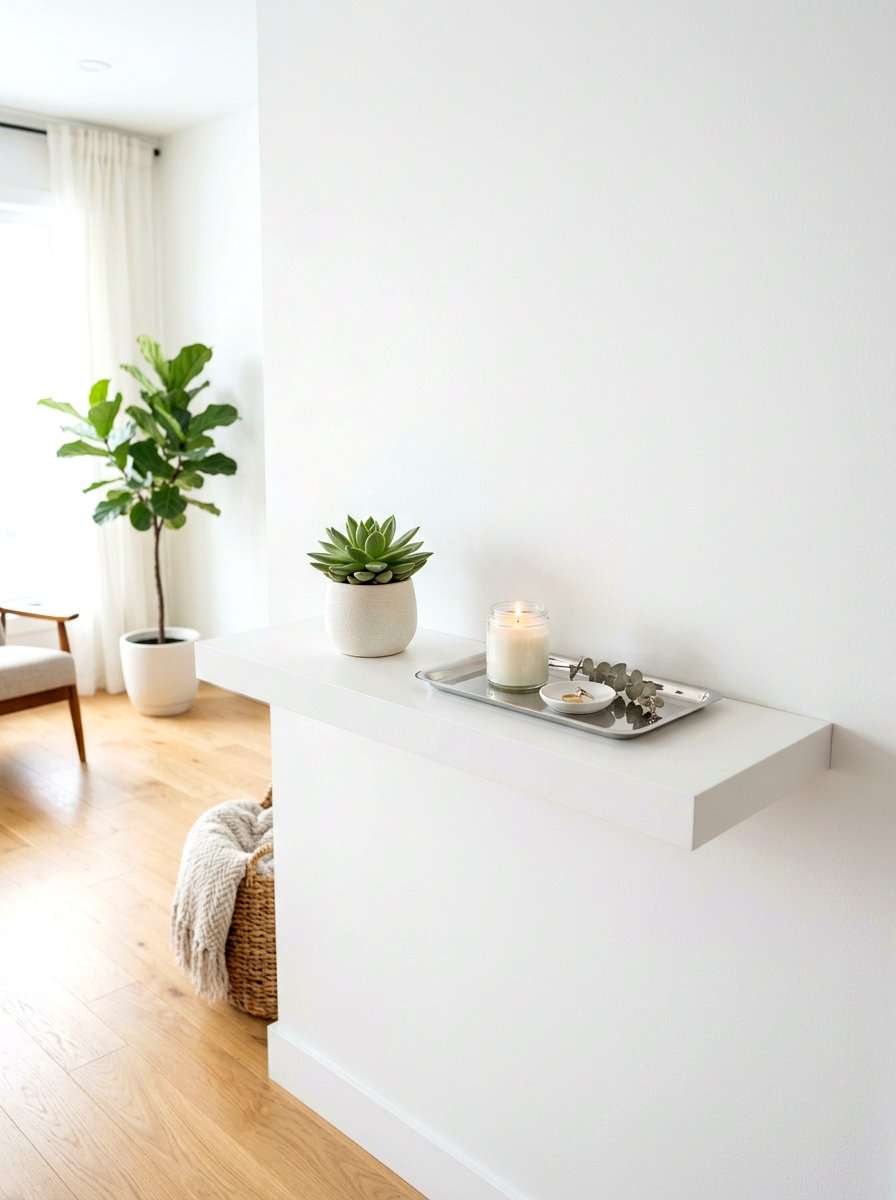 Minimalist White Floating Shelf - 30 floating entry shelf ideas