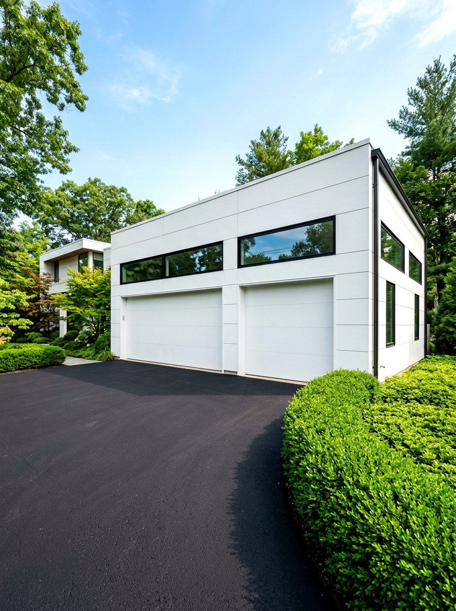 Minimalist White Garage - 30 detached garage exterior ideas