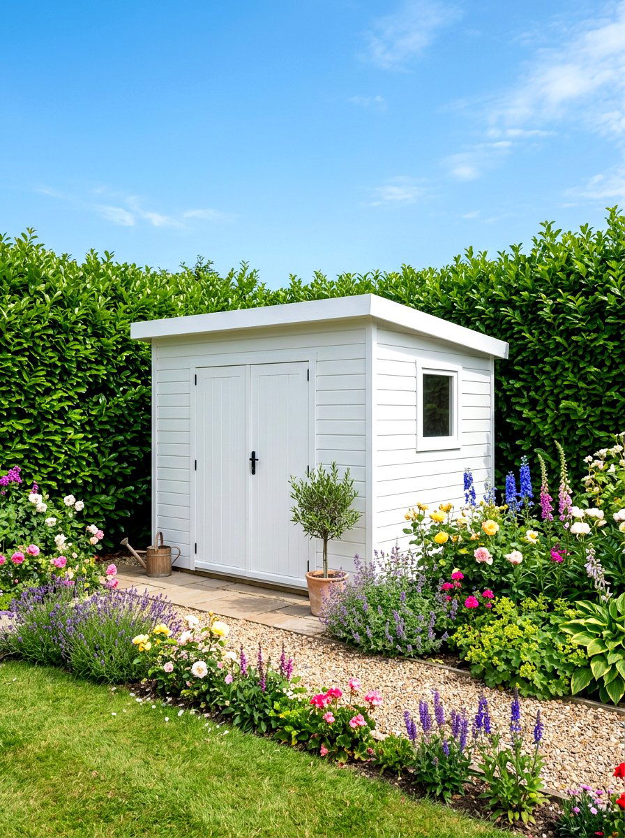 Minimalist White Garden Shed - 30 modern shed ideas