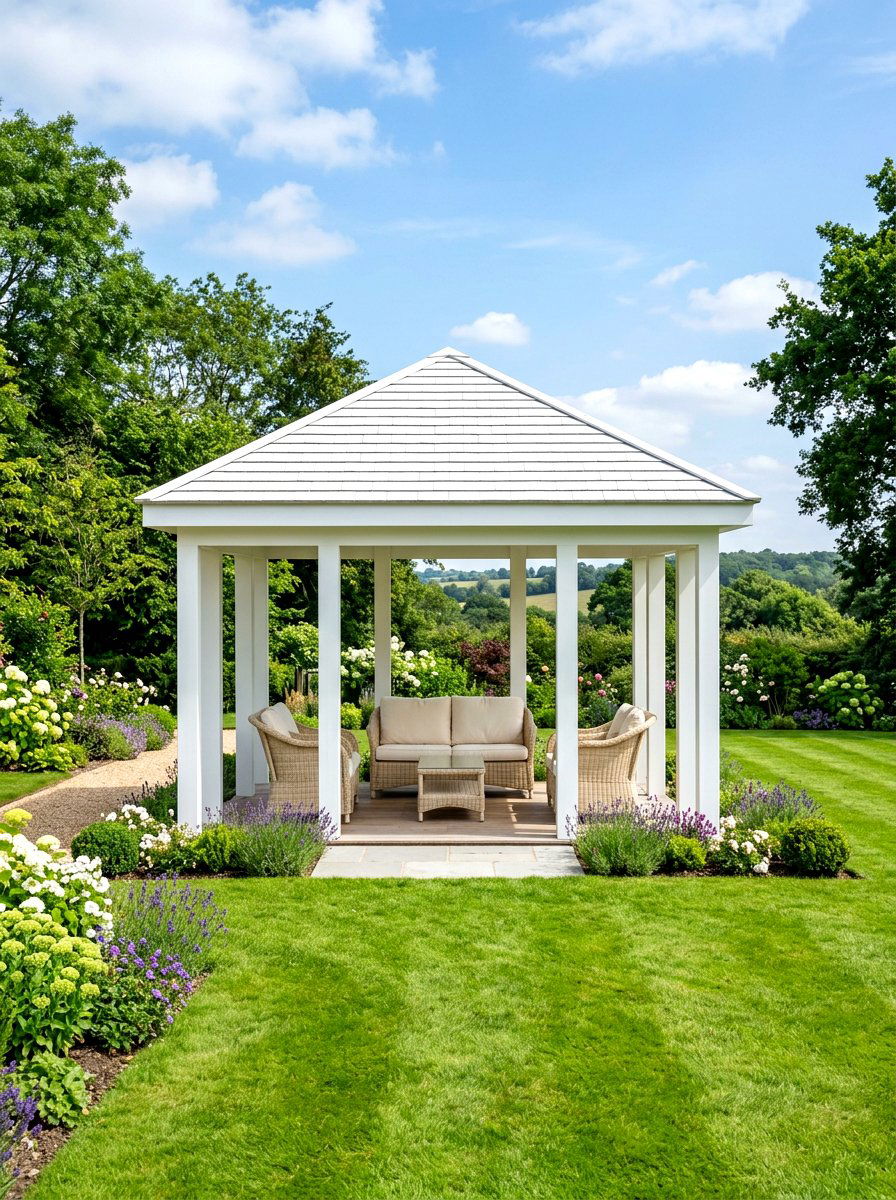 Minimalist White Gazebo - 30 covered patio ideas