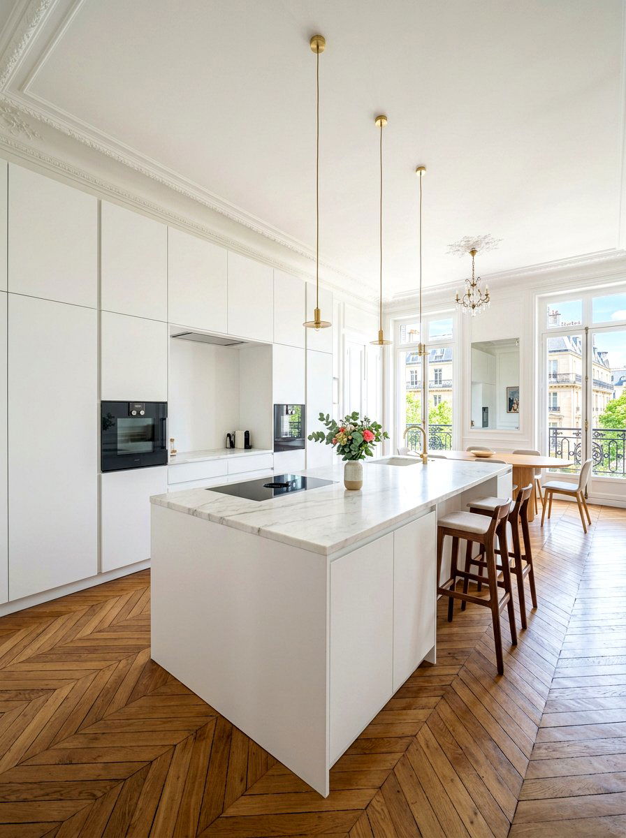 Minimalist White Kitchen Cabinetry - 30 Parisian kitchen ideas