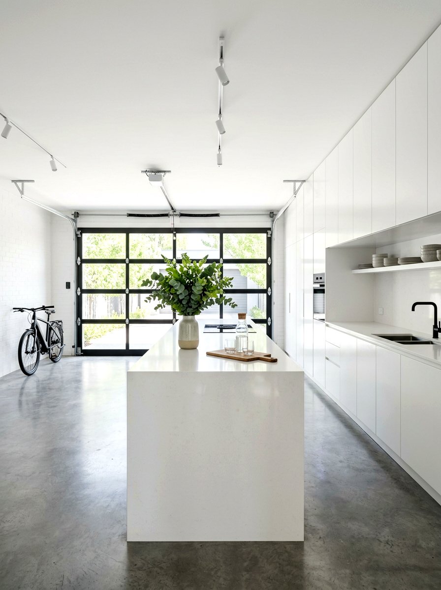 Minimalist White Kitchen Garage - 30 hidden toaster garage ideas
