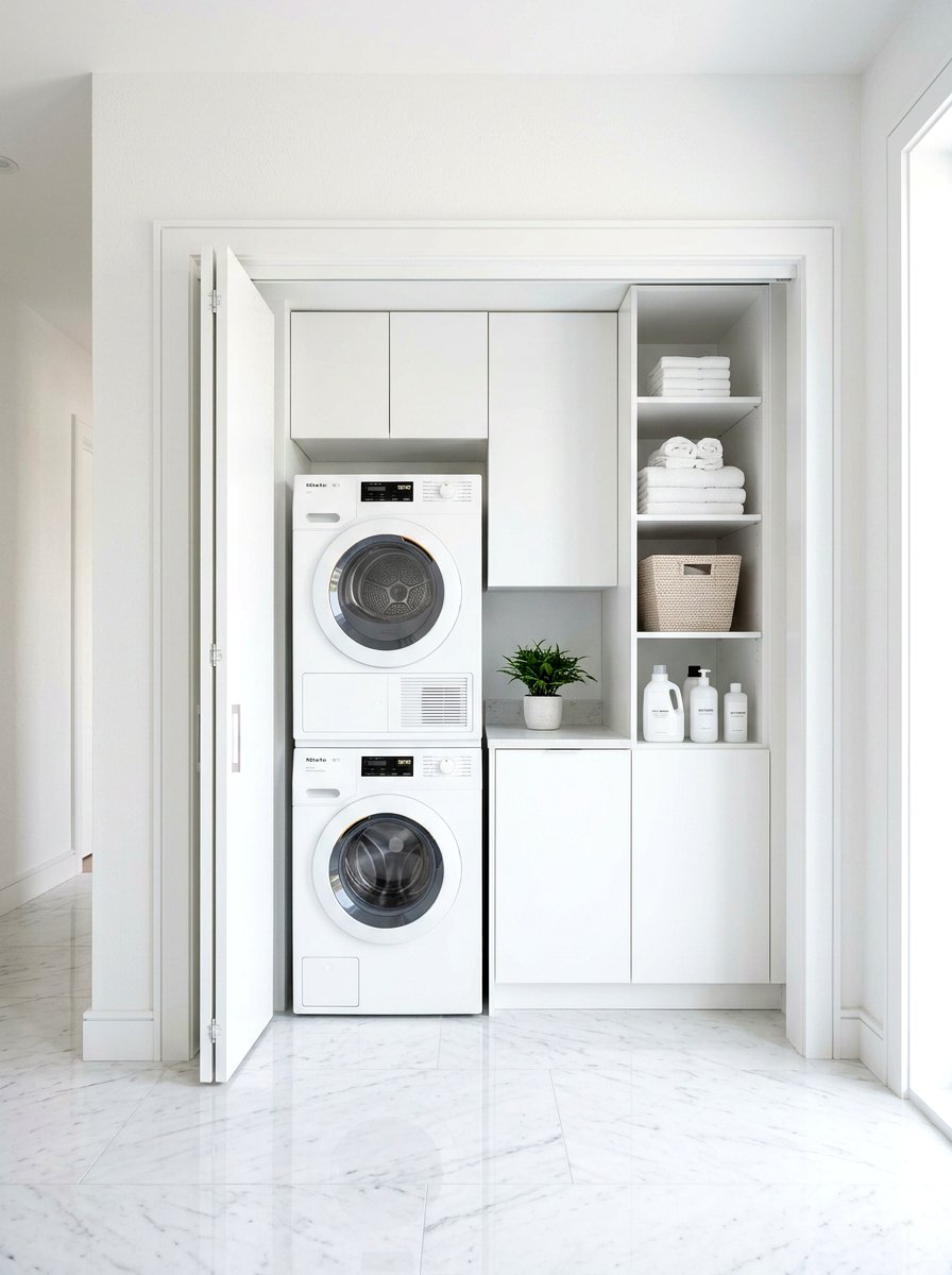 Minimalist White Laundry Closet - 30 laundry closet ideas