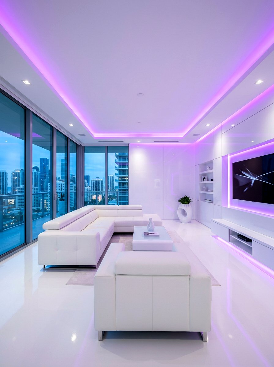 Minimalist White Living Room - 30 futuristic glam living room ideas