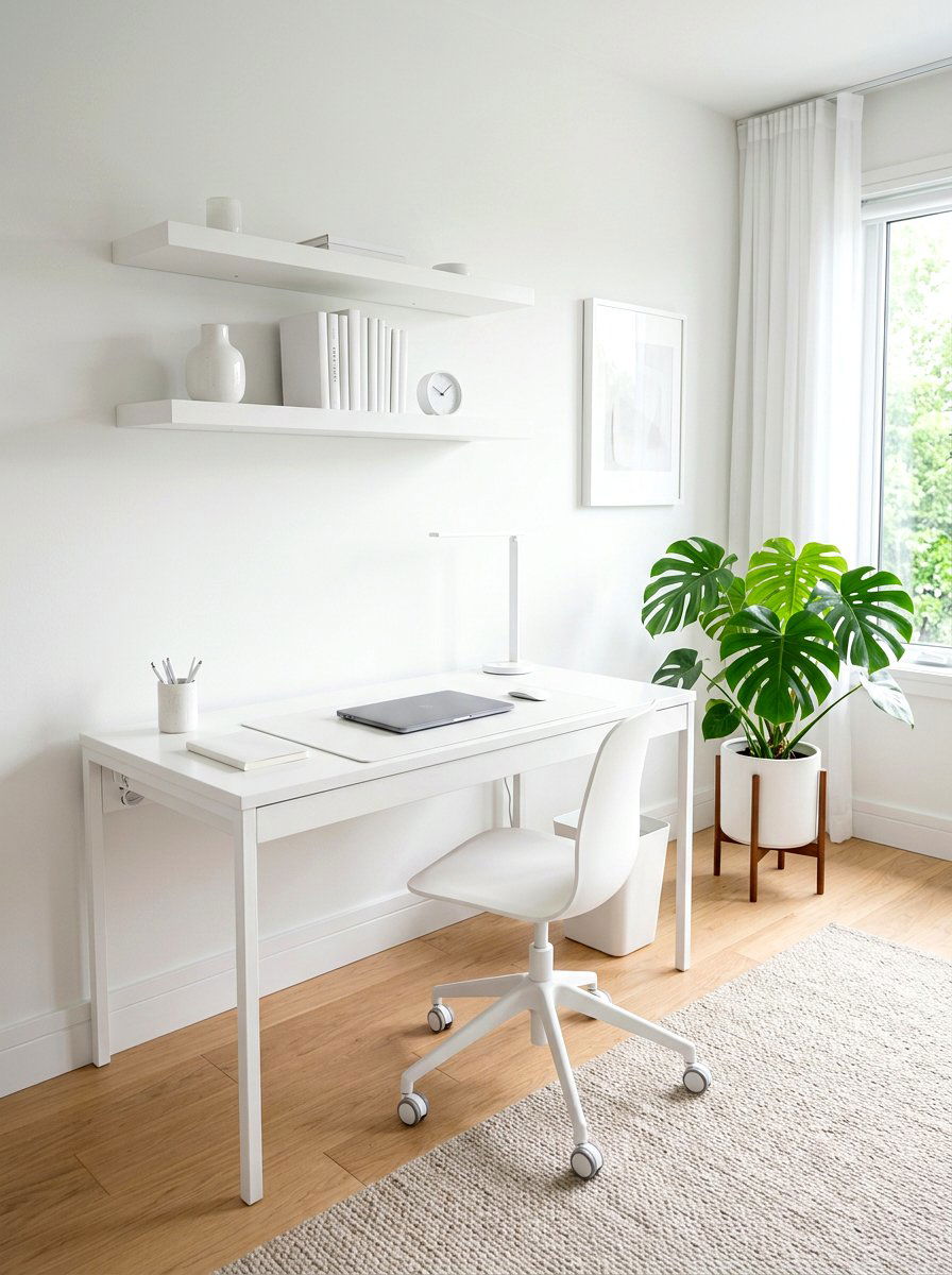 Minimalist White Office - 30 office nook apartment ideas
