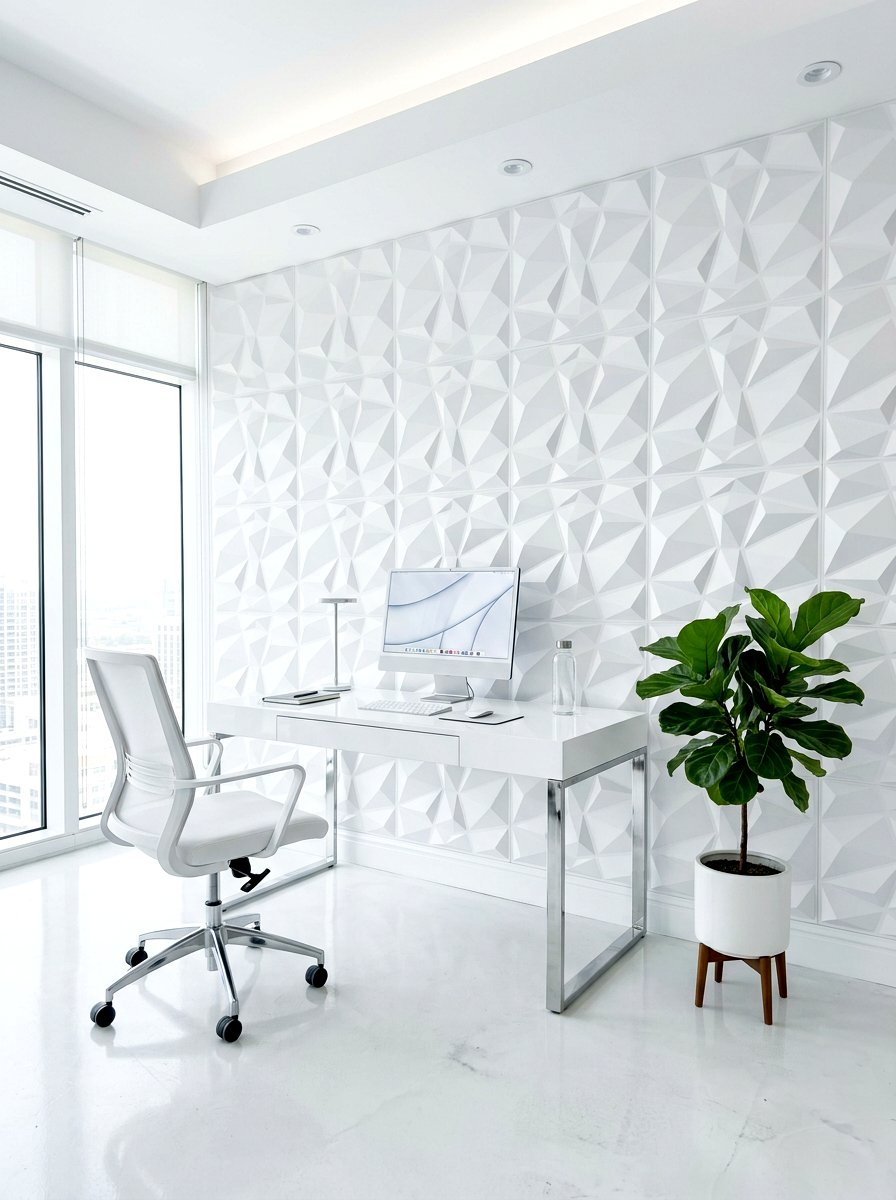 Minimalist White Office - 30 video call background office ideas