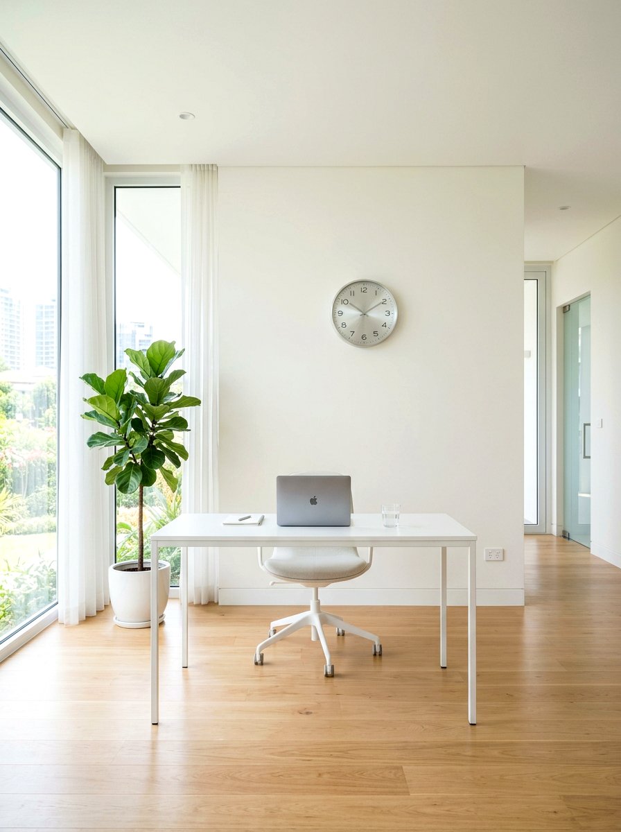 Minimalist White Office - 30 zoom background office ideas