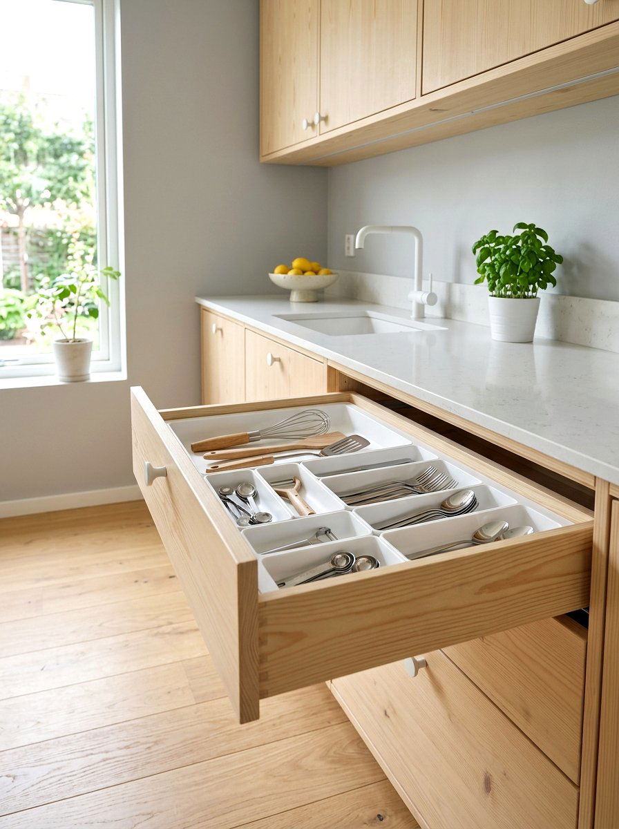 Minimalist White Organizer - 30 utensil drawer ideas
