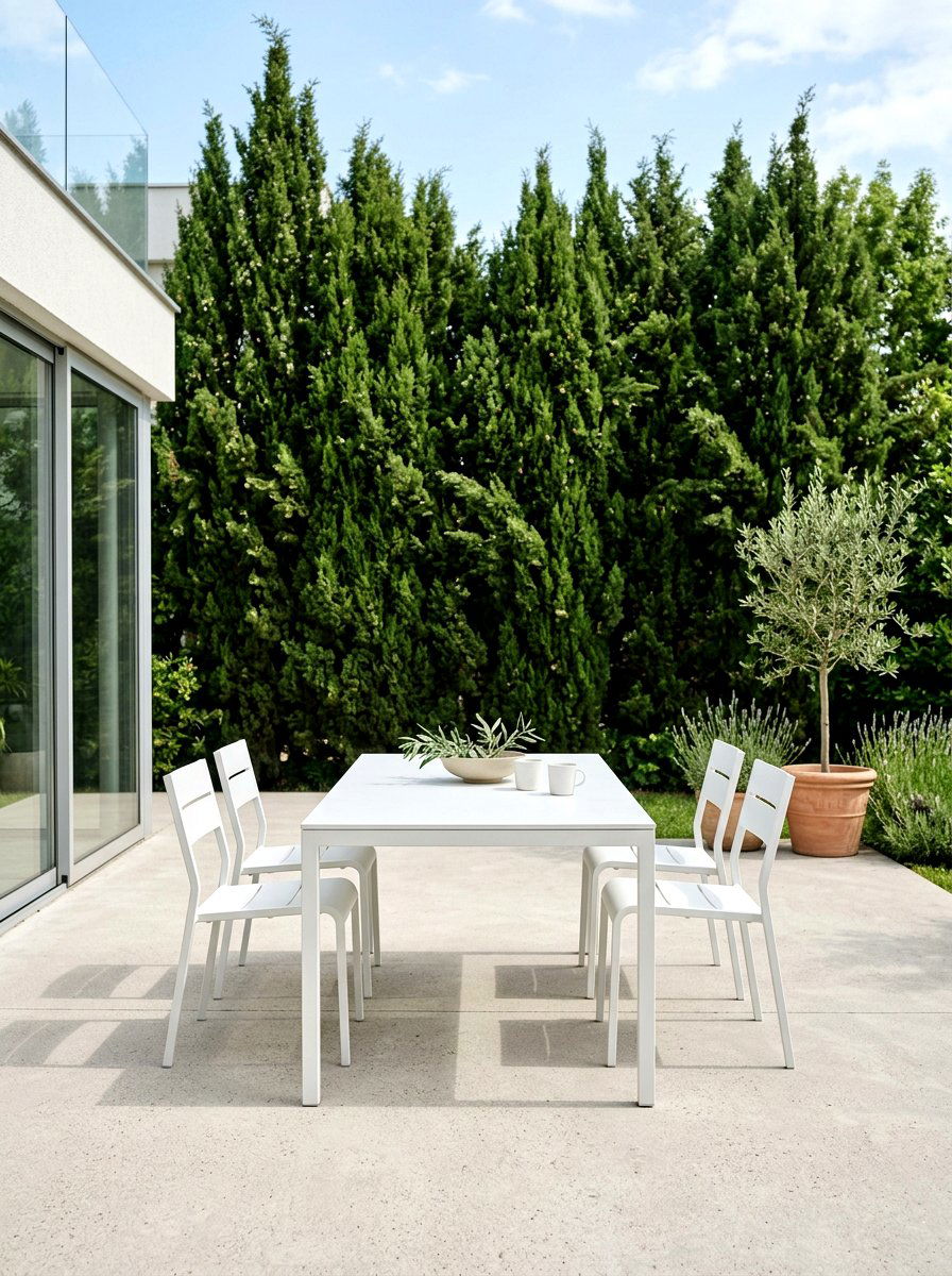 Minimalist White Outdoor Table - 30 garden dinner table ideas